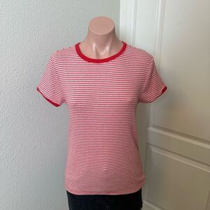 Gap Red and White Striped T-Shirt Sz L Tall